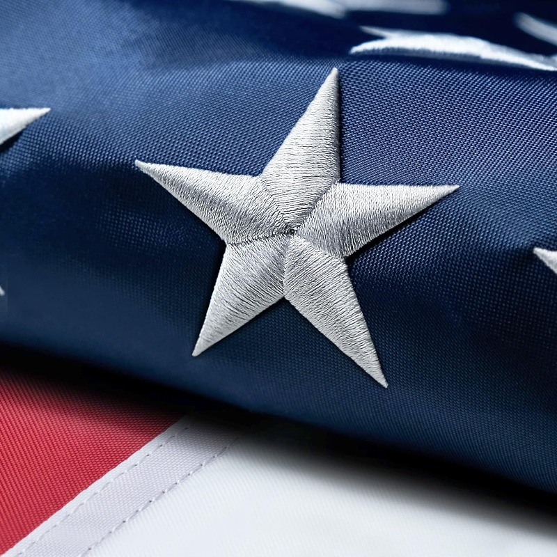 Multi-piece American Flag for Outside 3X5 FT, Deluxe Heavy Duty, All Weather High Wind USA US Flag with Embroidered Stars, Sewn Stripes, Brass Grommet