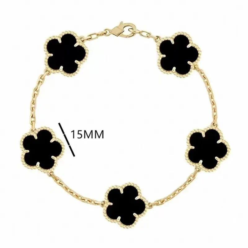 Lucky Gold Clover Bracelet Designer Jewelry Fashion Women Stainless Steel Mother of Pearl Christmas Valentine Day Gift Charm Bracelets 4 Leaf Flower Necklace