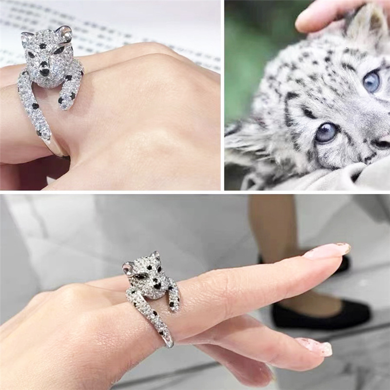 High-end Leopard Designer Ring Engagement Adjustable Open Diamond Womenss Women Ins Style Fairy Inlaid With Full Diamonds Gift Gold Womens Rings Jewel