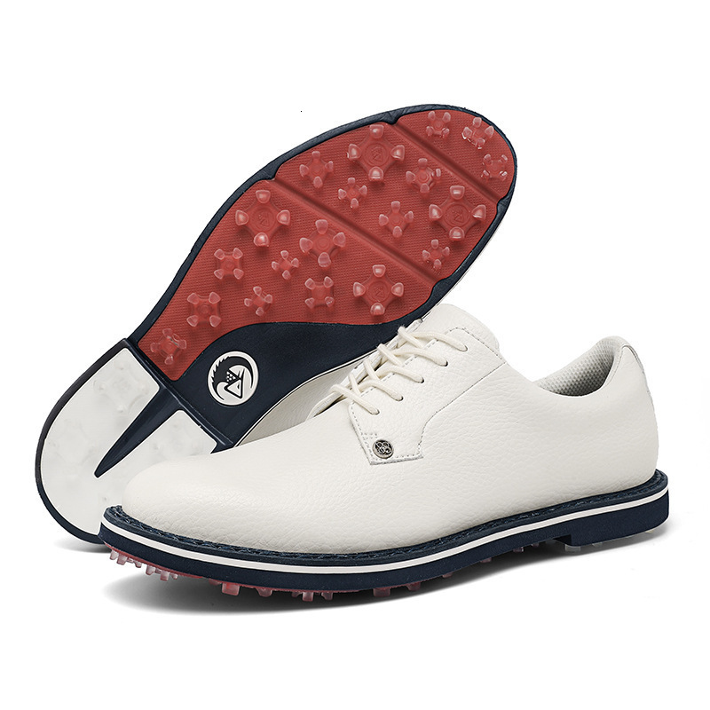 Mens White Waterproof Golf Shoes Leather For Professional Fashion Gifts Golf Course Training