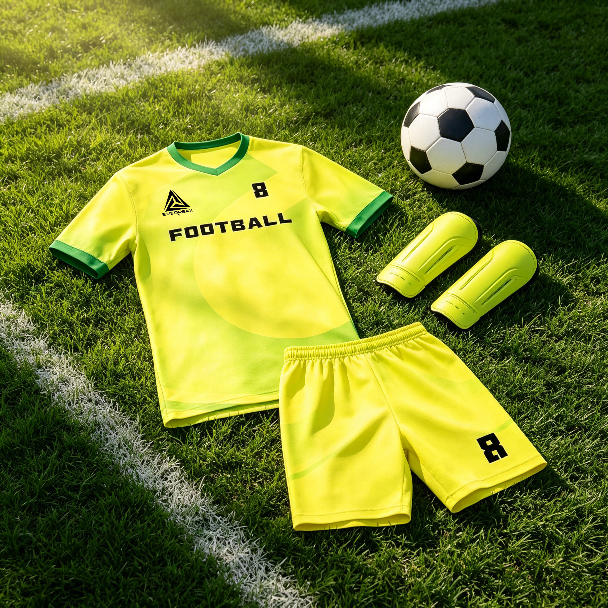 Custom Yellow Green Football Uniform Quick Dry Breathable Soccer Jersey Set Personalized Team Sportswear for Training Matches - view 4