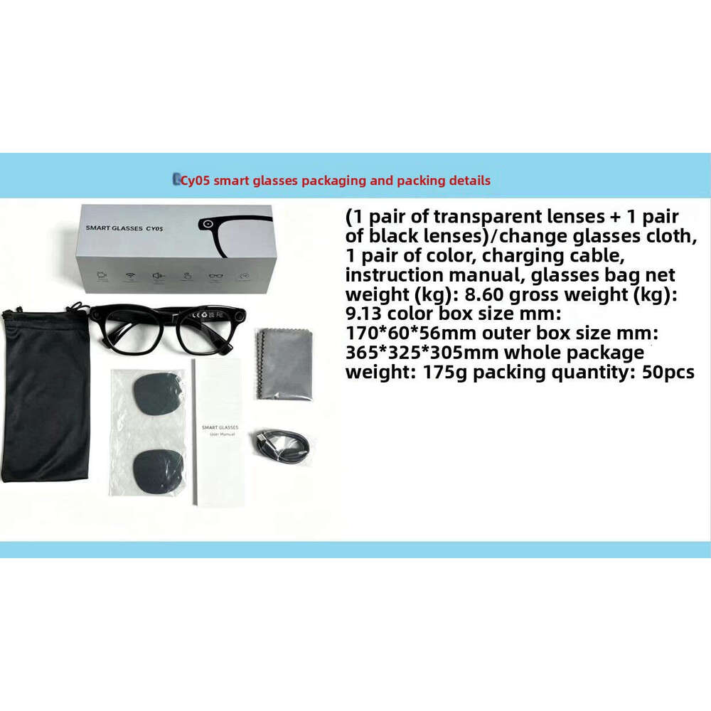 New CY Smart Glasses HD Live Streaming Video Recording Photo Taking Real Time Translation AI Conversation CKS