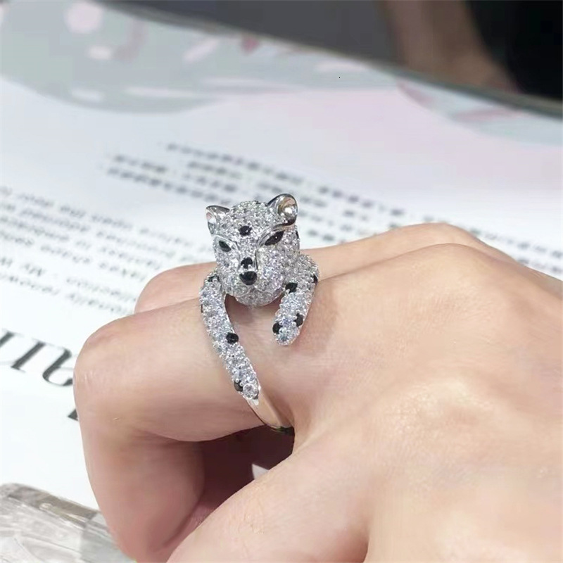 High-end Leopard Designer Ring Engagement Adjustable Open Diamond Womenss Women Ins Style Fairy Inlaid With Full Diamonds Gift Gold Womens Rings Jewel