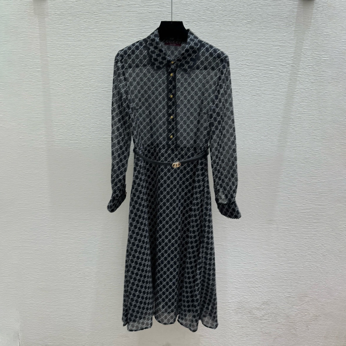 designer dress Luxury Designer Women Casual Shirt Long Sleeve Print Button Front Belted Midi Dress Plus Size Spring Autumn