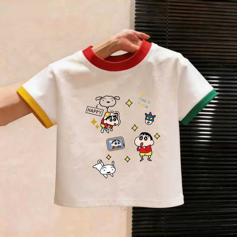 Boys and girls pure cotton short-sleeve T-shirt 2026 summer new style childrens color-blocked round-neck top baby summer wear base shirt L260528