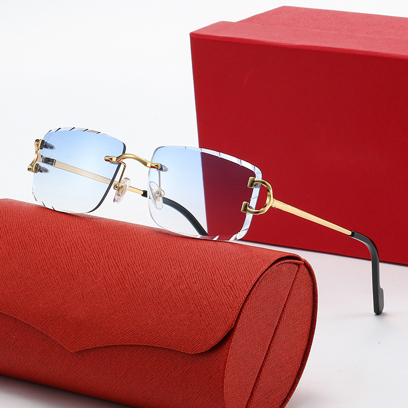 New Frameless Cut Edge Womens Sunglasses For Sunglases Designer Women Decorative Sunglasses Fashion Light Luxury Personality Optical Glasses Occhiali 
