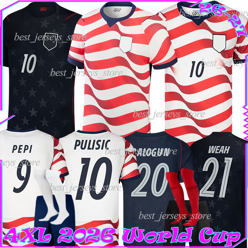 4XL 2026 USA United States Soccer Jerseys PULISIC BALOGUN PEPI WEAH ZENDEJAS WRIGHT ARFSTEN McKENNIE TILLMAN ADAMS AARONSON men kids kits socks s