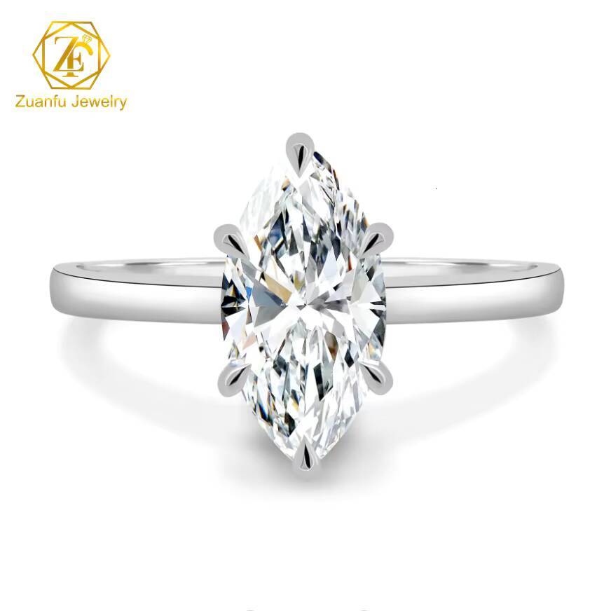 Fine Mossanite Jewelry Silver /9k/14k/18k Solid Yellow Gold Engagement Wedding Rings Marquise Cut Moissanite Diamond Ring - view 6