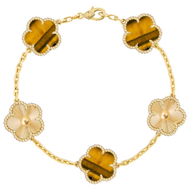 Hot-selling High-quality Four-leaf Clover Pendant Bracelet Inlaid with Onyx (Mother of Pearl), a Classic Designer Bracelet.