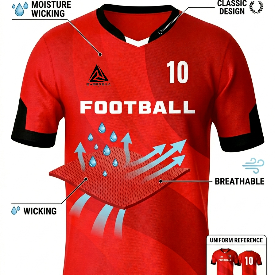 Custom Red Black Soccer Uniform Quick Dry Breathable Football Jersey and Shorts Kit Personalized Sportswear for Adult Youth Training Matches - view 8