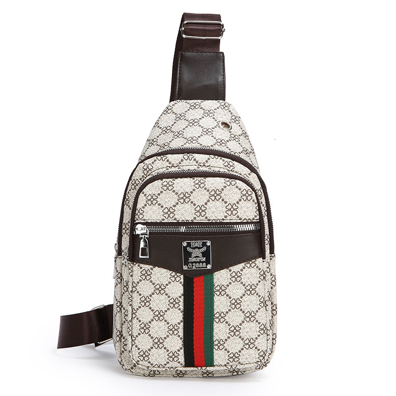 Designer Bag Unisex Chest Fashionable Phone PU Texture Trendy Print Lightweight Shoulder Casual Travel Crossbody Bag