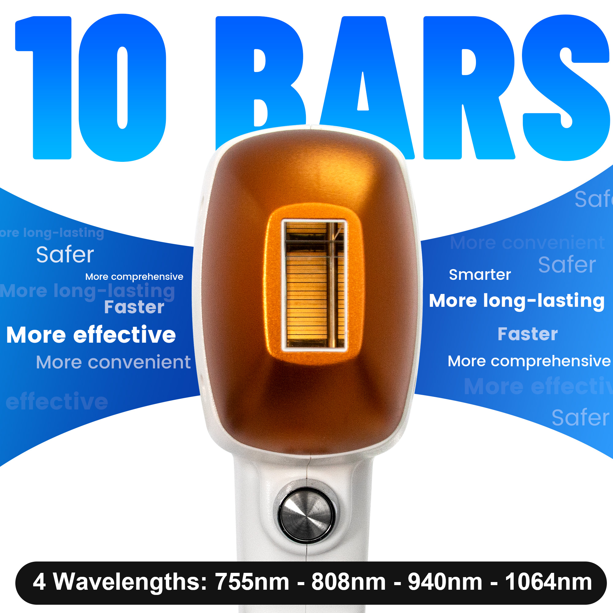 10 Bars Diode Laser Hair Removal with Picosecond Acne Scar Removal Machine 755 808 940 1064nm for Face Arms Legs Bikini