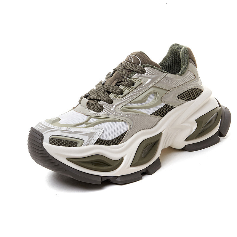 Unisex Beige Fashion Gifts White Chunky Dad Sneakers Breathable Mesh Upper Non Slip Thick Sole For Street Style Daily Walking - view 7