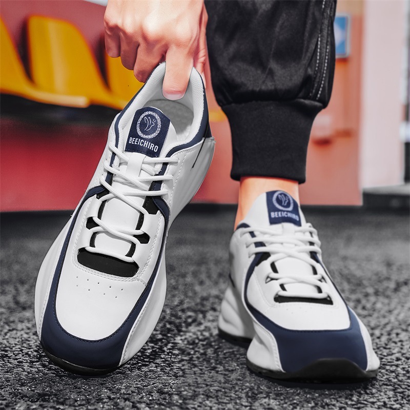 Mens Retro Luxury Sneakers Multiple Colors Leather Mesh Fashion Gifts Mixed Casual Trainers Non Slip Height Boost Daily Shoes For Commuting And Street - view 5