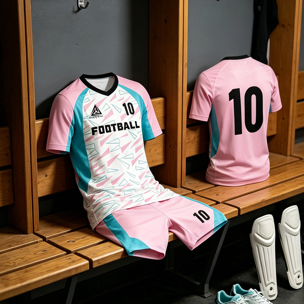 Custom Pink Blue Soccer Uniform Quick Dry Breathable Football Jersey and Shorts Kit Personalized Sportswear for Adult Youth Training Matches - view 3
