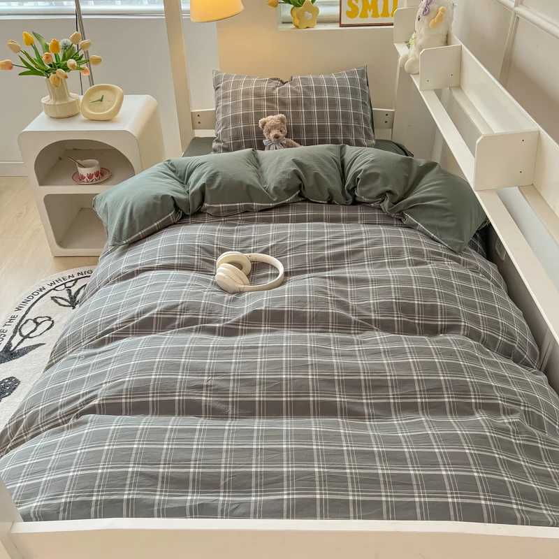 Nordic Wash Cotton Bedding Set Duvet Cover with Pillowcase Bed Sheet Set Comforter Cover Bed Linens Set Single Full Queen SizeR260528