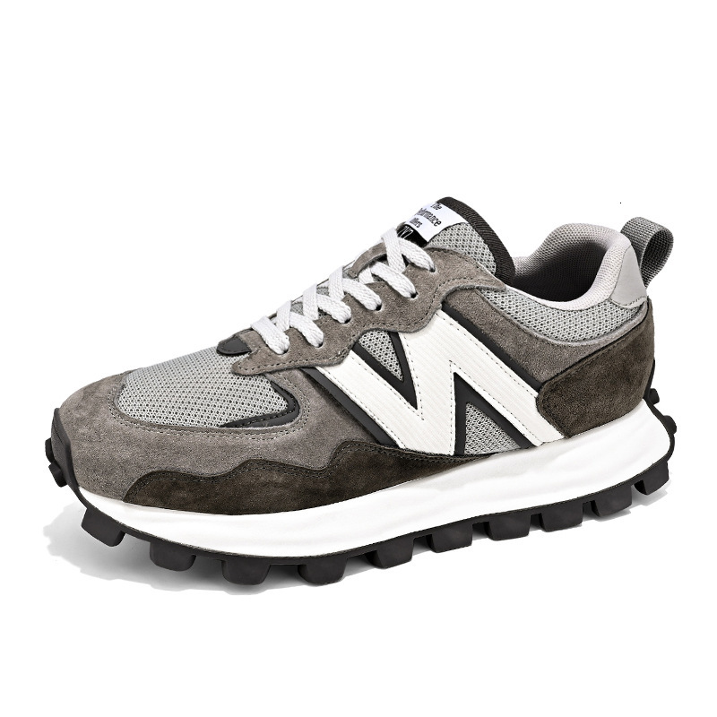 Mens Green Beige Chunky Dad Sneakers Fashion Gifts Suede Mesh For Casual Street Daily Wear - view 7