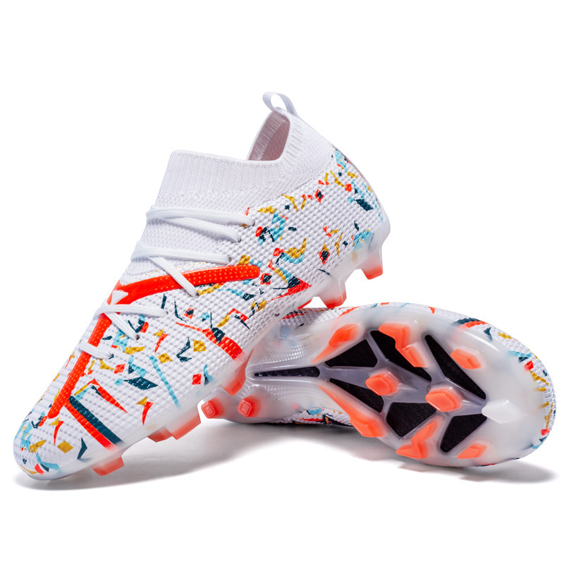 Mens Pink Green Firm Ground Fashion Gifts Soccer Cleats Breathable Knit For Professional Football Training - view 6