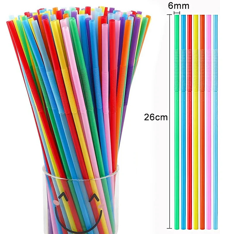 Disposable Drinking Straws Plastic Colorful Flexible Bottle Drinking Long Straw for Wedding Party Kitchen Bar Drinks Accessories 260528