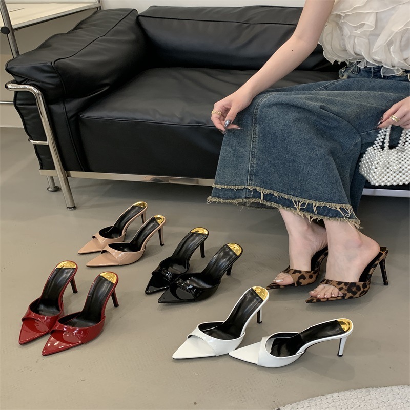 Womens Multi Color Pointed Toe Stiletto Mules Patent Leather For Party Evening Fashion Gifts Daily Wear - view 3