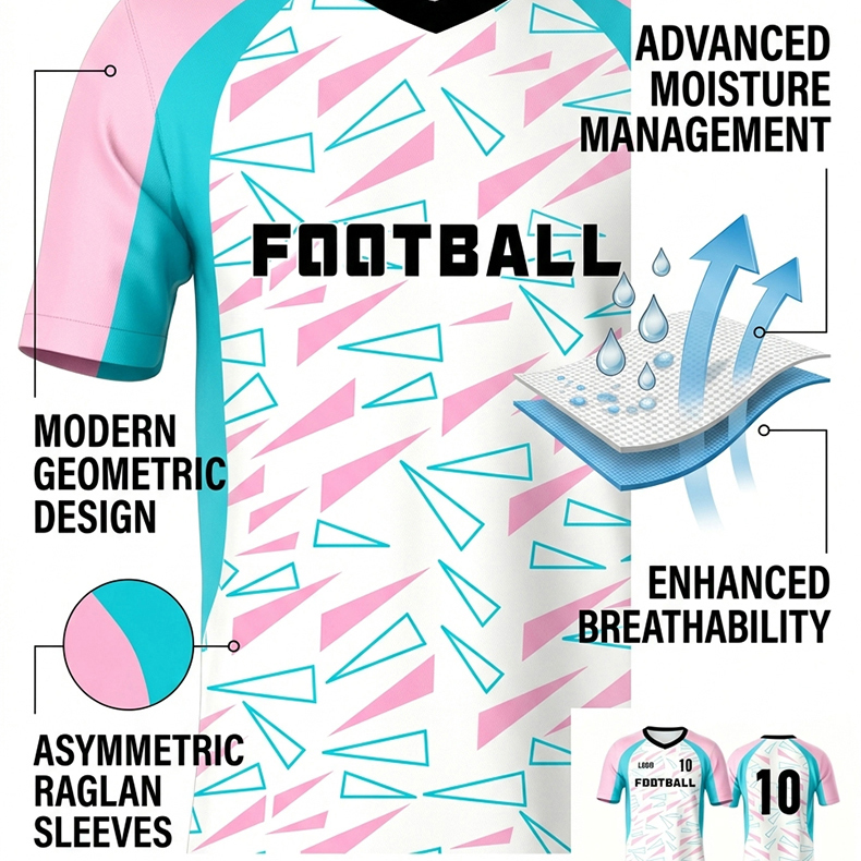 Custom Pink Blue Soccer Uniform Quick Dry Breathable Football Jersey and Shorts Kit Personalized Sportswear for Adult Youth Training Matches - view 8