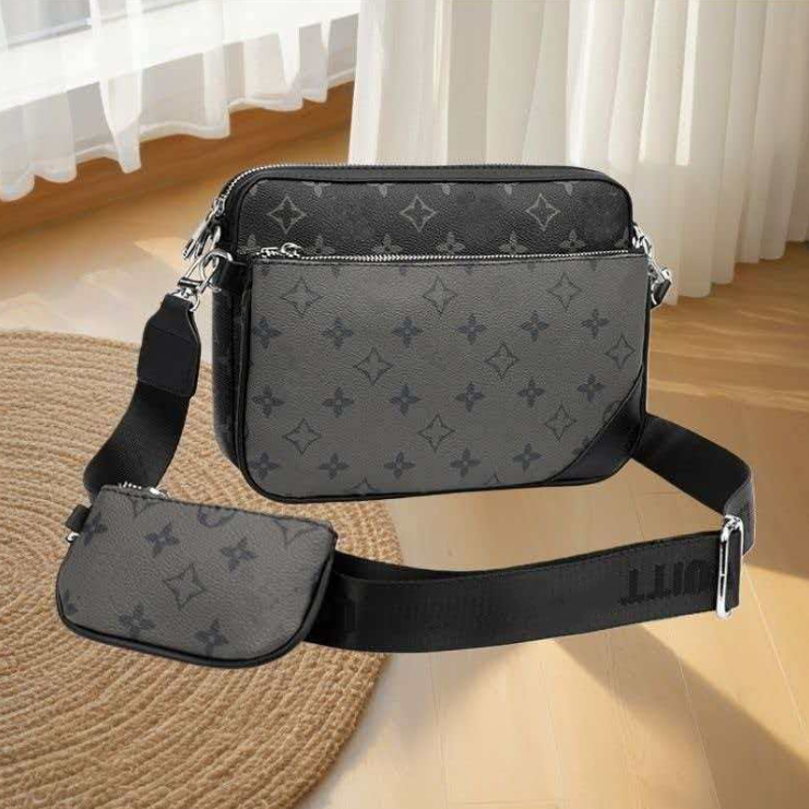 Handbags Men Leather TRIO Messenger Bags Shoulder Make up Bag Designer Handbag Tote Man's bag