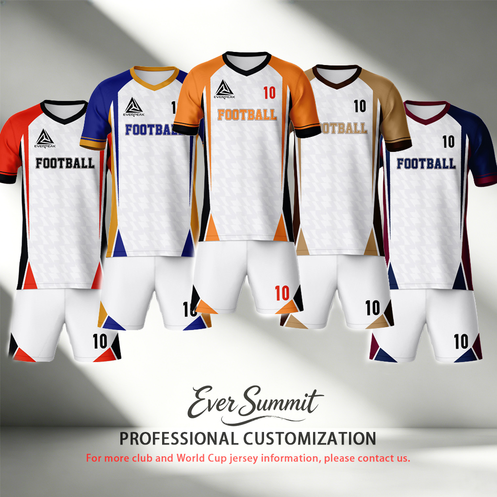 White Brown Gold Soccer Jersey Set Customizable Number Logo Football Uniform Quick Dry Sportswear for Team Training and Competition