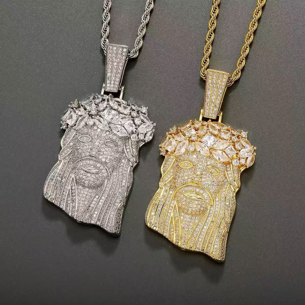 925 Silver New Design Moissanite Jesus Head Charms Pendant Custom Hip Hop Moissanite Diamond Jewelry Iced Out Jesus Jade Pendant