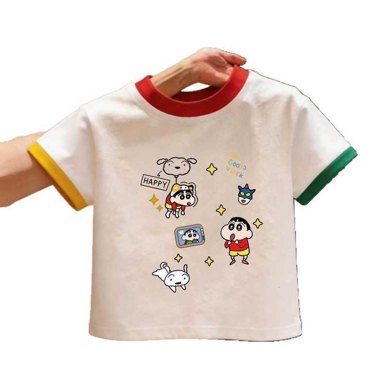Boys and girls pure cotton short-sleeve T-shirt 2026 summer new style childrens color-blocked round-neck top baby summer wear base shirt L260528