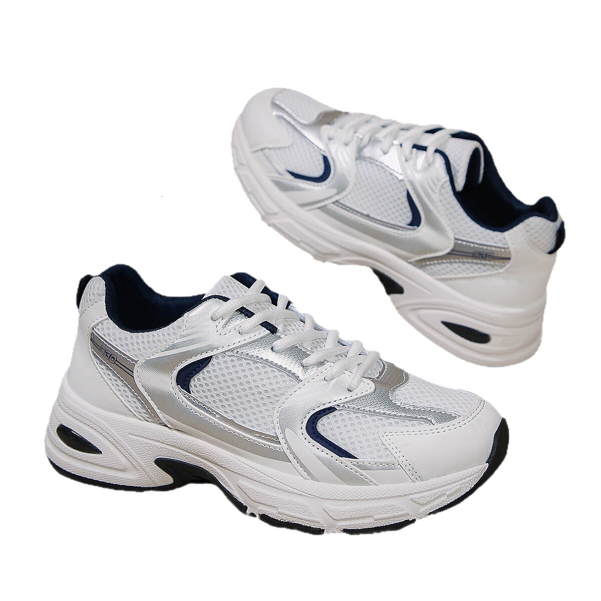 Women White Navy Chunky Fashion Gifts Running Sneakers Breathable Mesh For Outdoor Sports Daily Wear - view 7