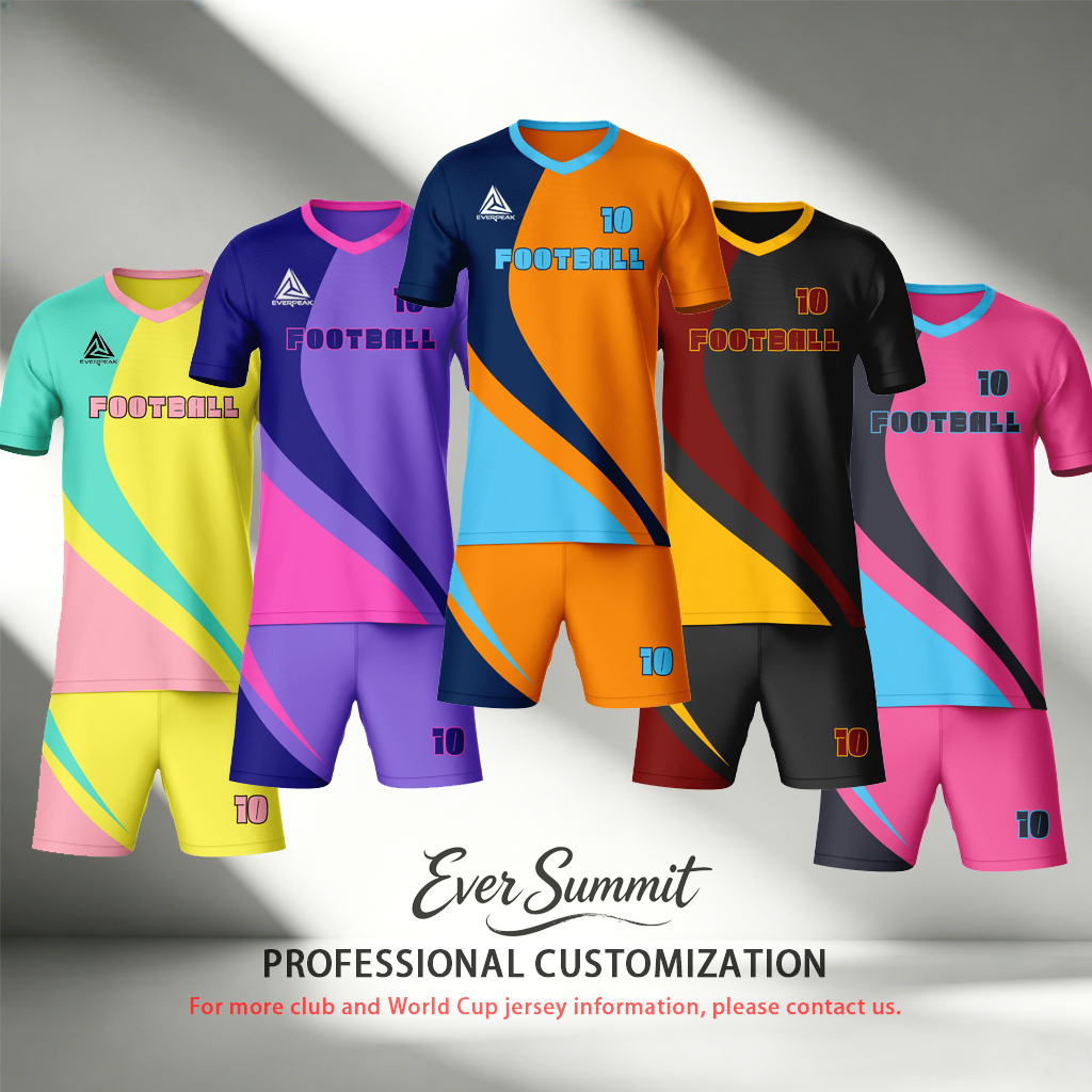 Custom Orange Blue Football Uniform Quick Dry Breathable Soccer Jersey Set Personalized Team Sportswear for Training Matches