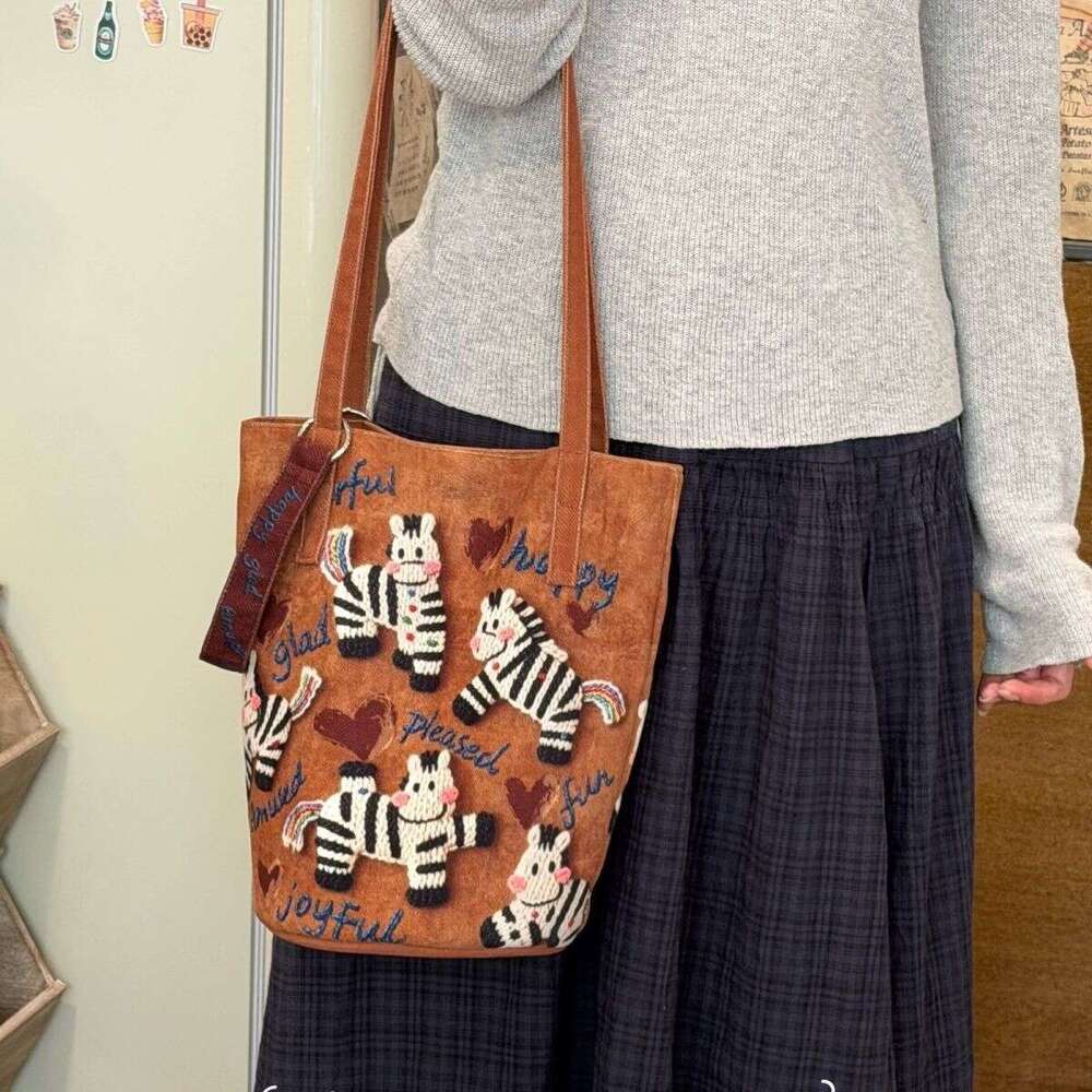 Lucky Canvas Tote Bag Large Capacity Single Shoulder Crossbody Bag Retro Style Practical Handbag For Daily Commute Shopping Outdoor Use SENYY