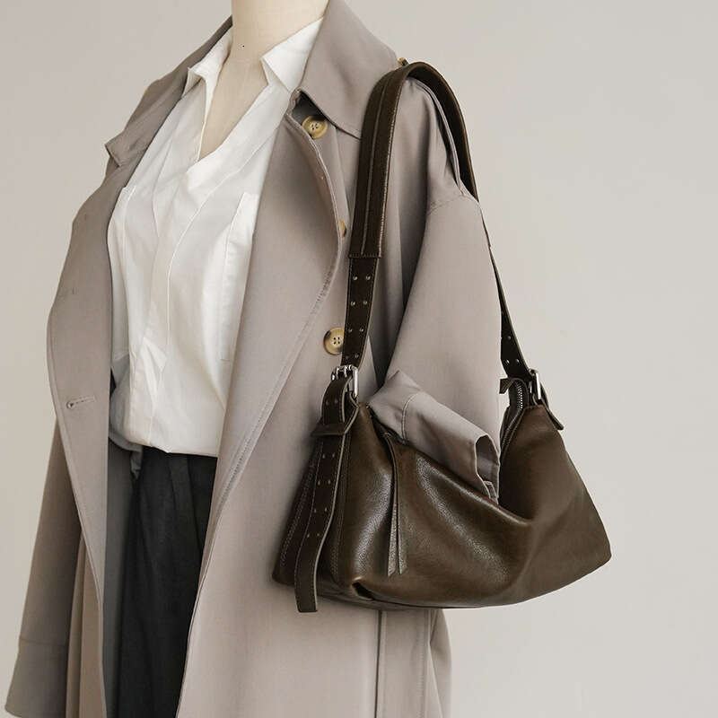 Vintage Genuine Leather Pillow Bag Large Capacity Single Shoulder Underarm Hobo Bag Elegant Texture Soft Leather Handbag For Daily Commute SENYY
