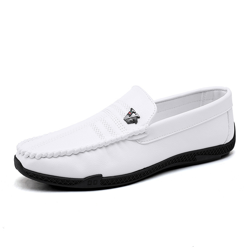 Mens Black Leather Loafers Slip On For Smart Casual Daily Fashion Gifts Office Wear - view 6