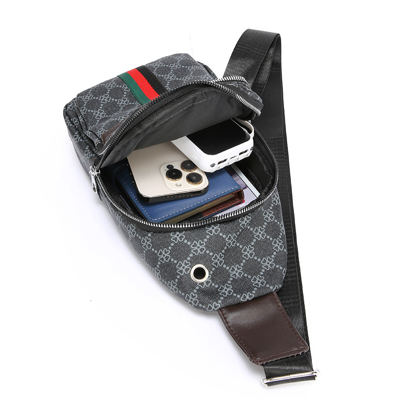 Designer Bag Unisex Chest Fashionable Phone PU Texture Trendy Print Lightweight Shoulder Casual Travel Crossbody Bag