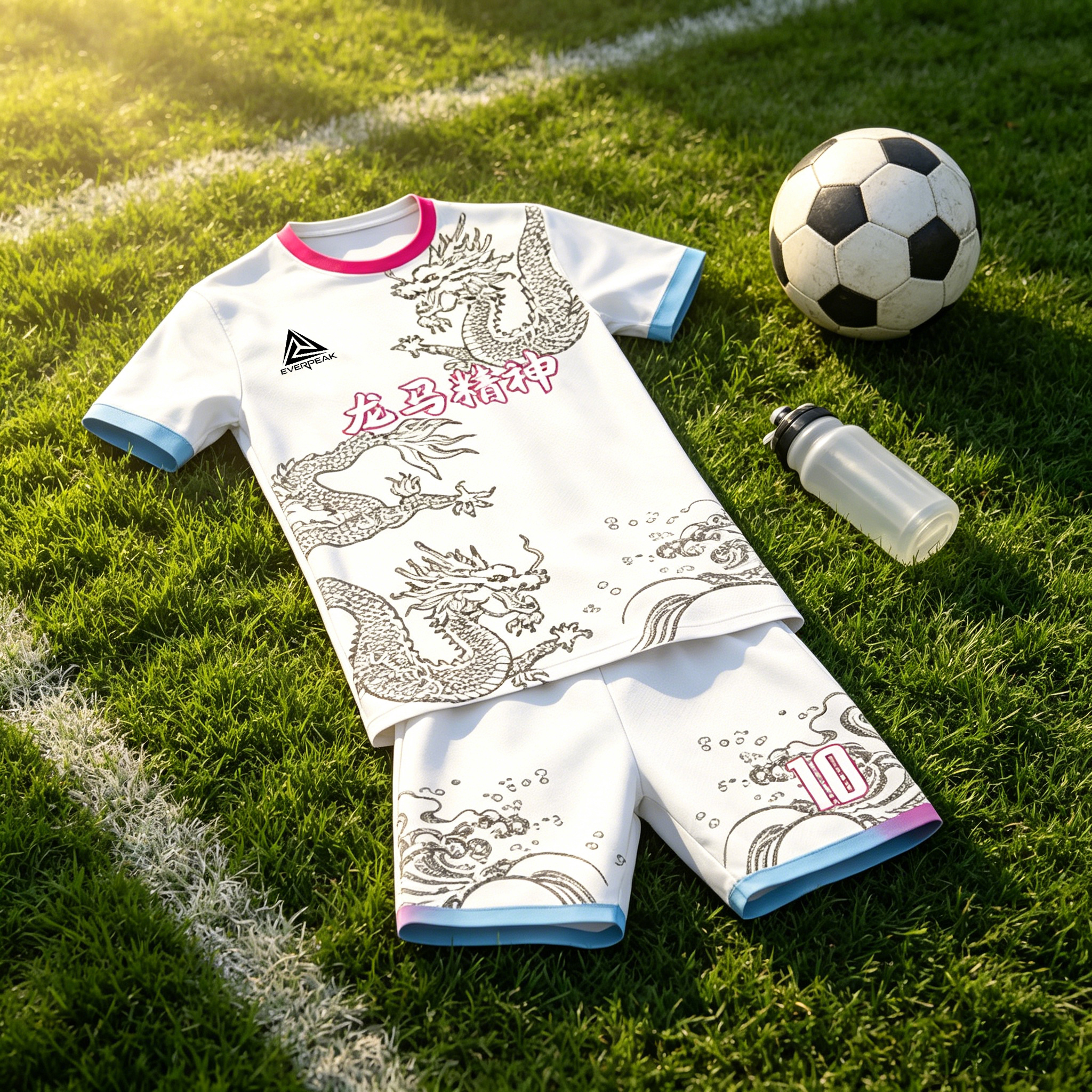 Custom White Dragon Football Uniform Quick Dry Breathable Soccer Jersey Set Personalized Team Sportswear for Training Matches - view 6