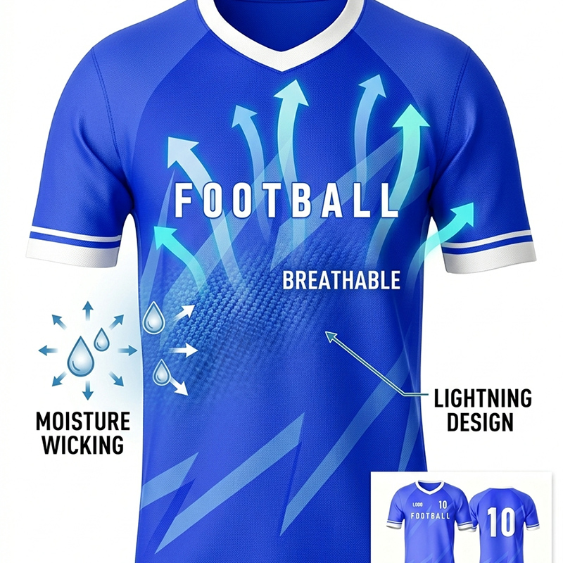 Custom Blue Soccer Uniform Quick Dry Breathable Football Jersey and Shorts Kit Personalized Sportswear for Adult Youth Training Matches - view 8