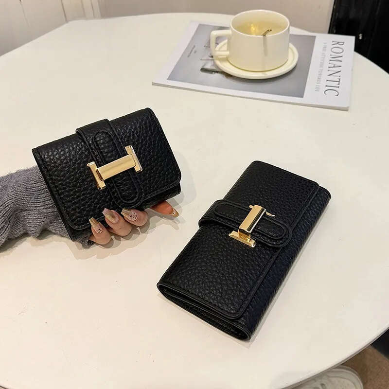 Luxury hand held women's long large capacity trifold multi card holder multifunctional short luxury fashionable retro men's wallet handbag