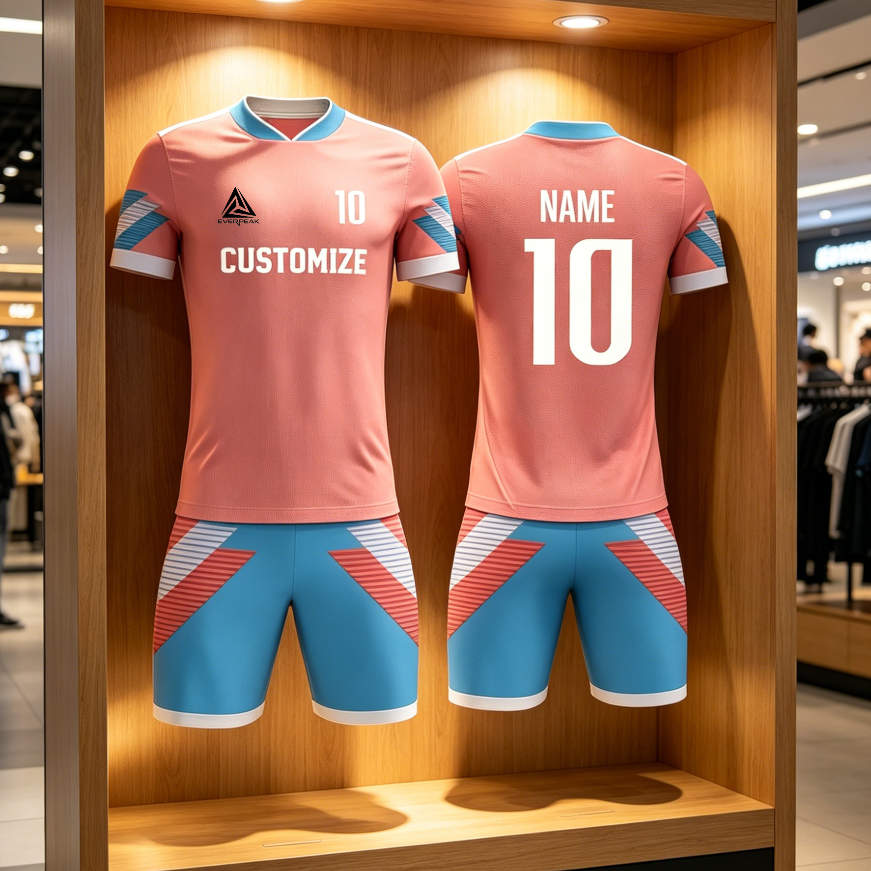 Custom Pink Blue Football Uniform Quick Dry Breathable Soccer Jersey Set Personalized Team Sportswear for Training Matches - view 5