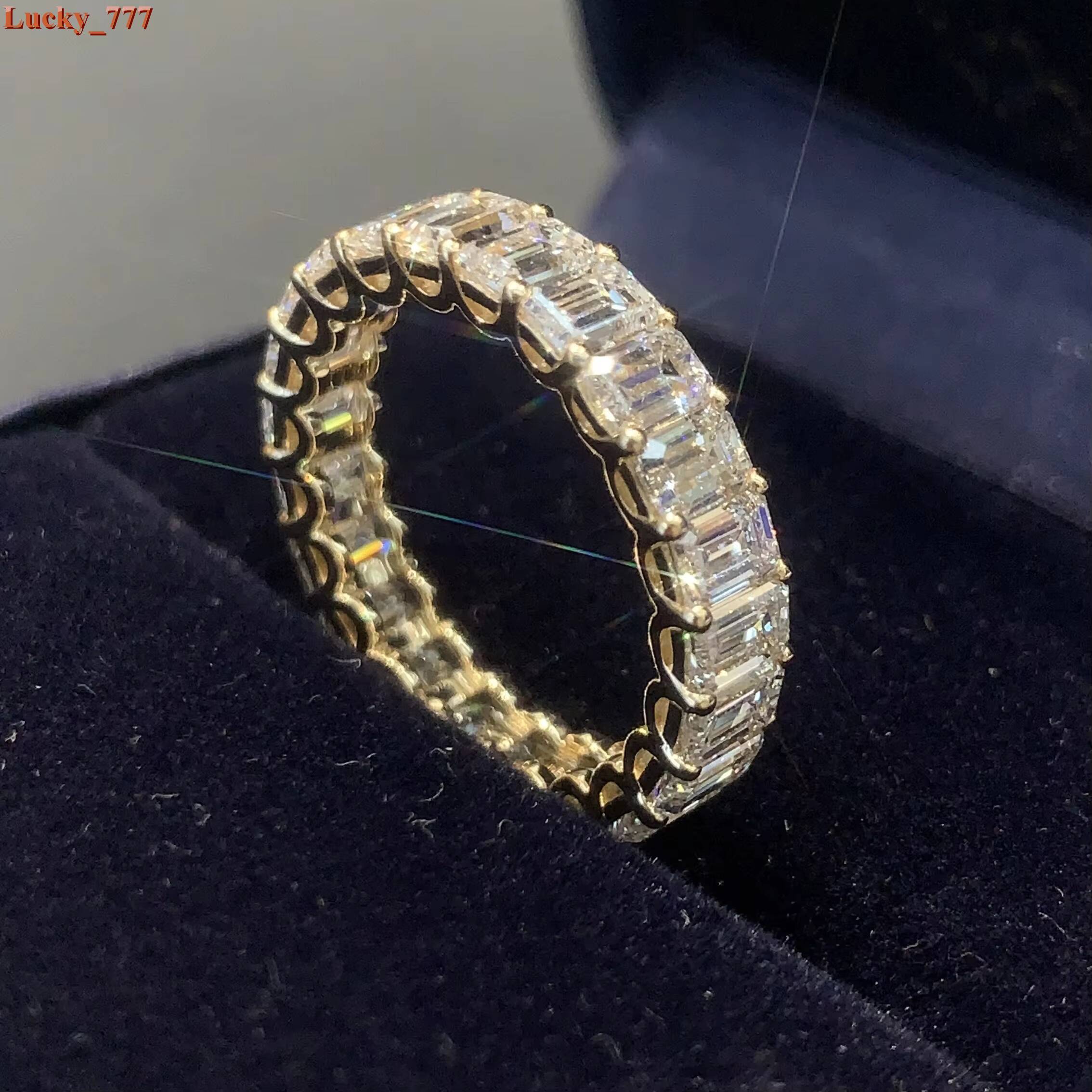 Custom 14K 18K Womens Engagement Ring Emerald Cut Lab Grown Diamond Fashion Eternity Wedding Ring Jewelry