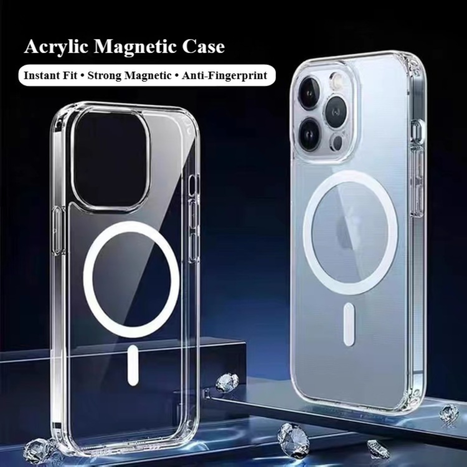 Magnetic Phone Case for iPhone 16E,Clear Acrylic Protective Cover Compatible with iPhone 17/12,Supports Magnetic Wireless Charging