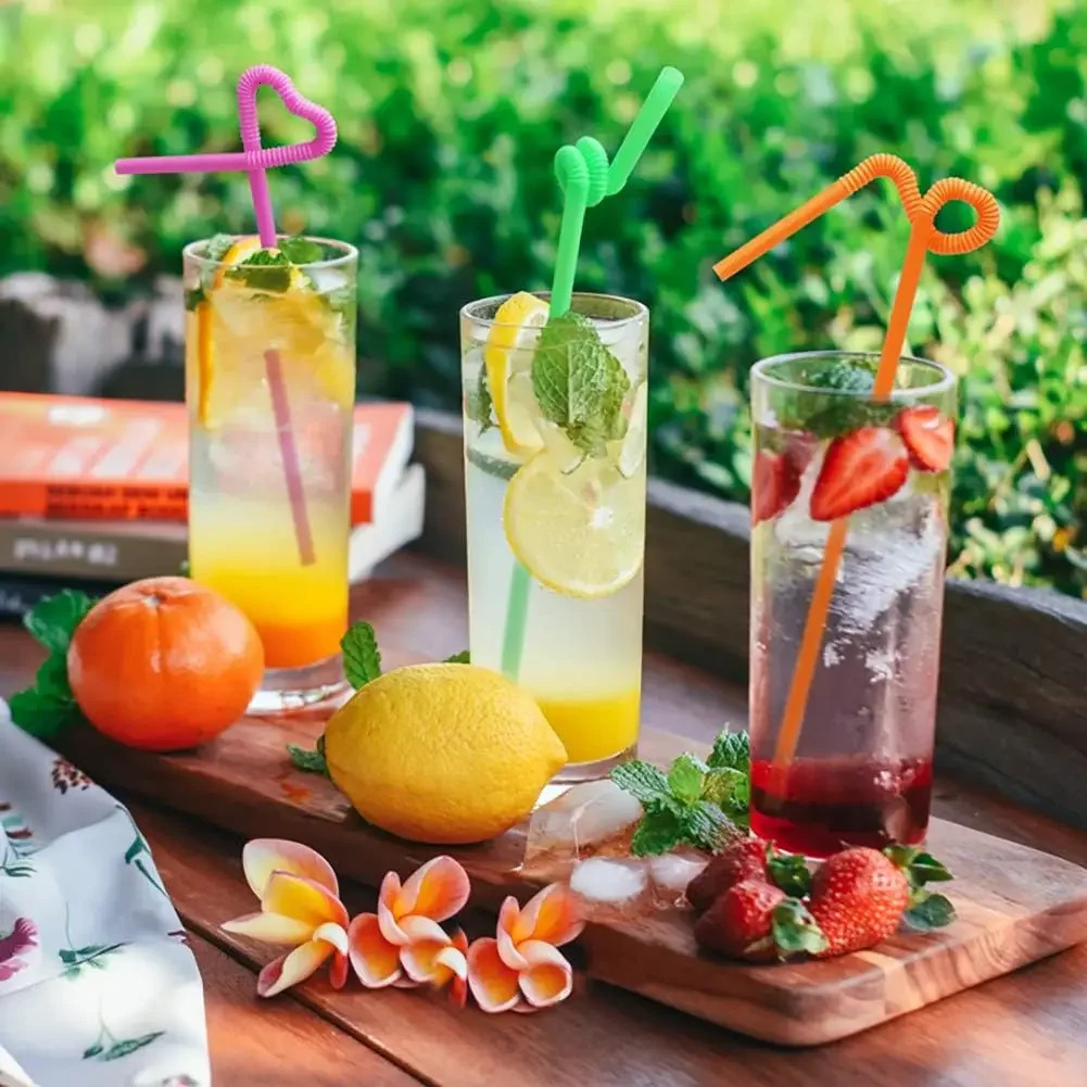 Disposable Drinking Straws Plastic Colorful Flexible Bottle Drinking Long Straw for Wedding Party Kitchen Bar Drinks Accessories 260528