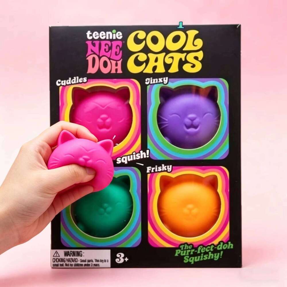 Schylling NEEDOH Cool Cat Squishy Slow Rise Stress Relief Ball Fidget for Adult Kids Anti-Anxiety Sensory Toys 26L0528