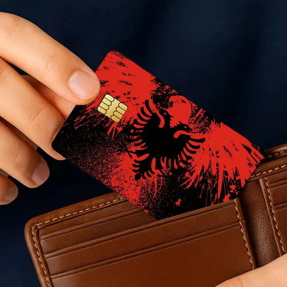 Flag Albania Credit Card Stickers 4PCS Antiscratch Waterproof Skin for Bank Debit Decorative Protection 260529BJ - view 3
