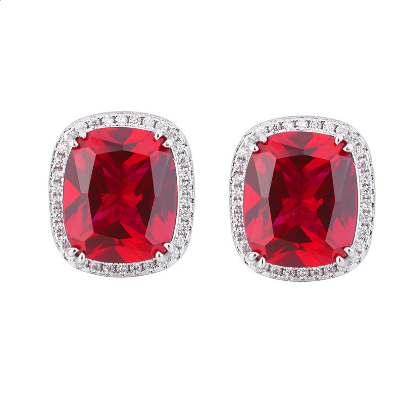 Woman Wedding Jewelry Copper Base Gold Plated Red Corundum Womens Set Elegant Diamond Inlay 251103