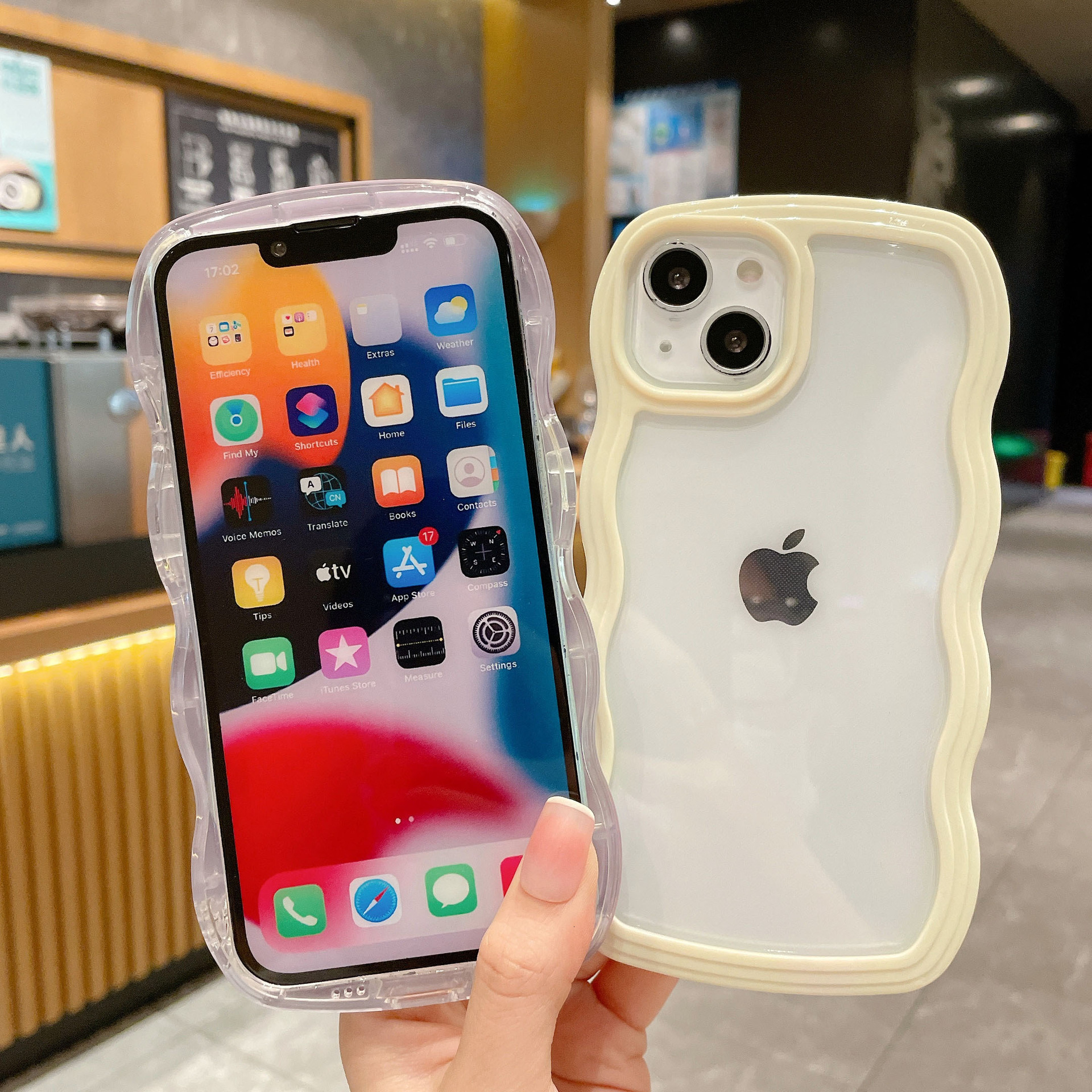 Compatible with iPhone 17 Pro Max Apple 16 Phone Case New Candy Color Frame 15/13 Two-in-One Wave
