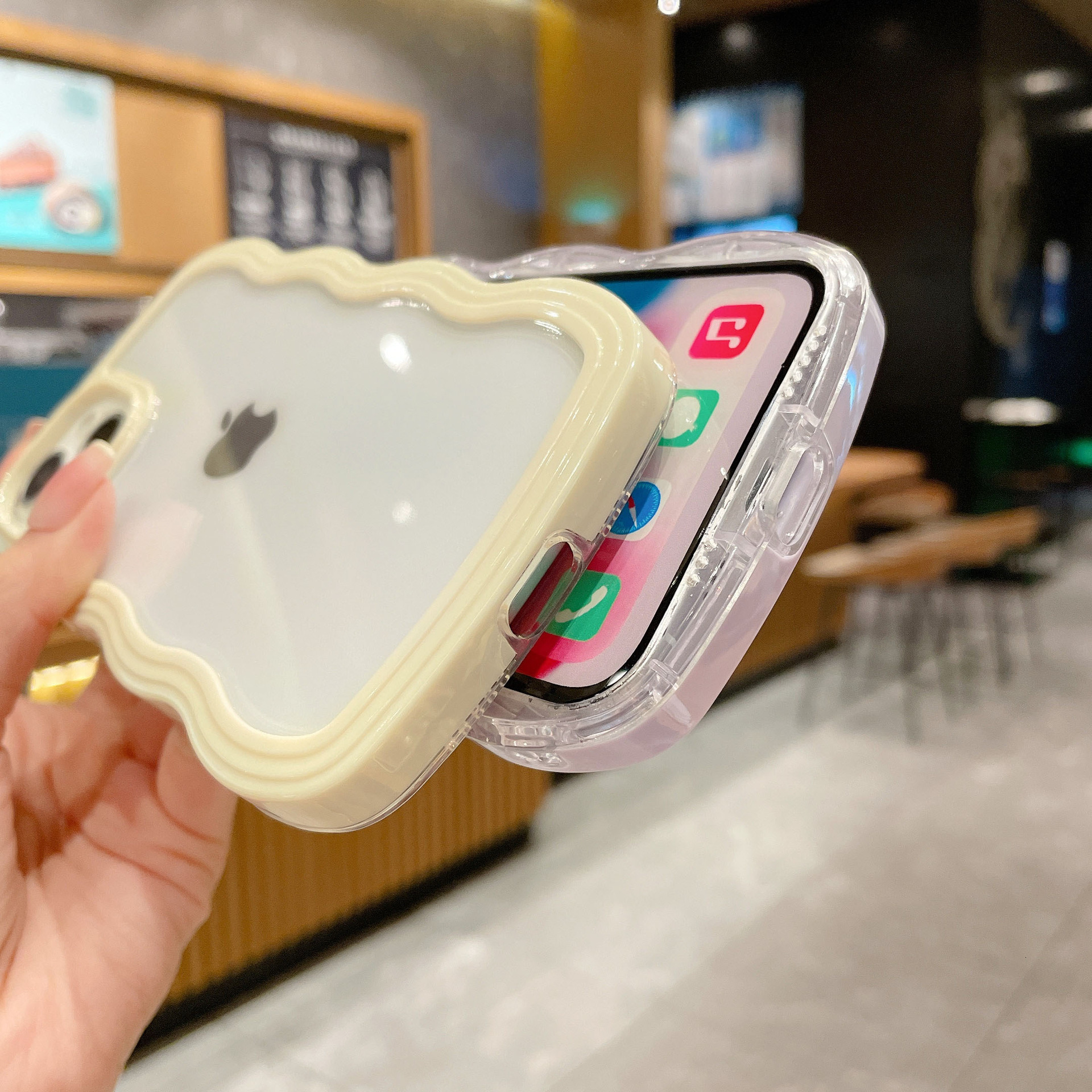 Compatible with iPhone 17 Pro Max Apple 16 Phone Case New Candy Color Frame 15/13 Two-in-One Wave