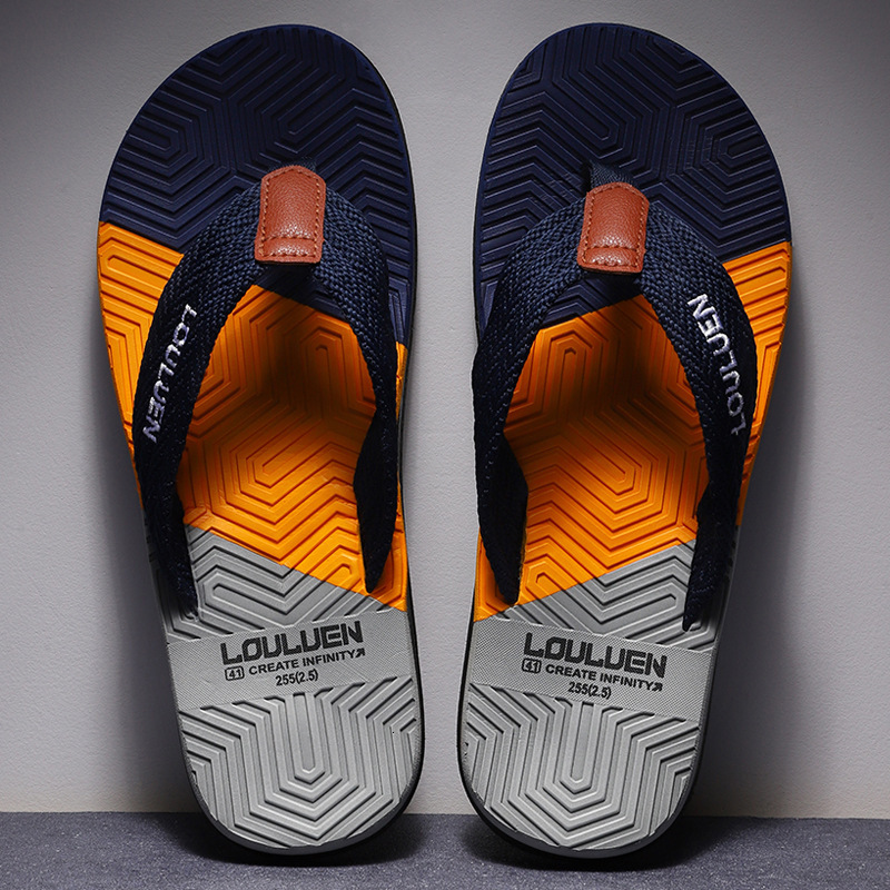 Mens Color Block Fashion Gifts Flip Flops With Textured Sole For Summer Casual Beach Daily Wear - view 3