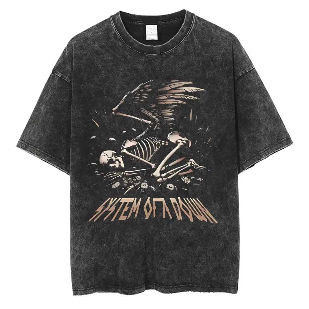 System of A Down Toxicity Album Graphic Washed T-shirts Men Women Rock Oversized T Shirt Male Vintage Alternative Metal T-shirts L260529