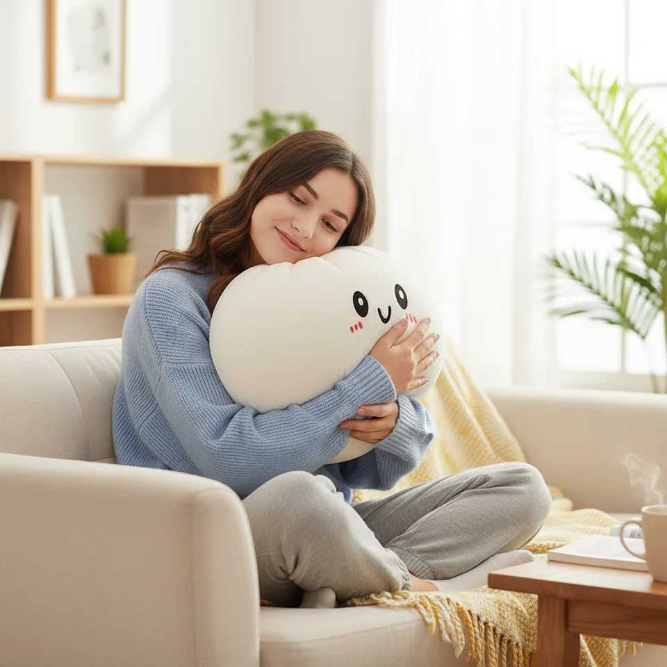 Giant Dumpling Plush Squishy Toy Soft PET Stuffed Pillow Cute Steamer Dumpling Shape Hugging Plushie Home Decor M260529